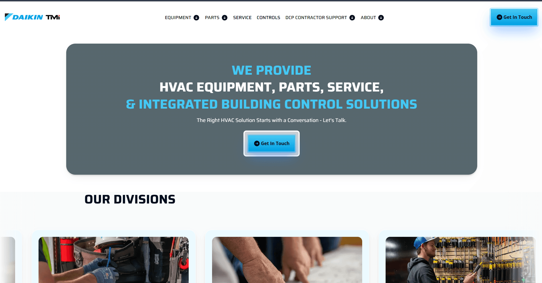 Daikin TMI, a live Webflow website for a US HVAC company