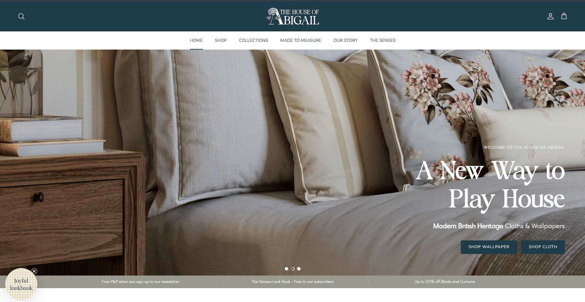 The House of Abigail, a live Shopify store for a UK interior design brand